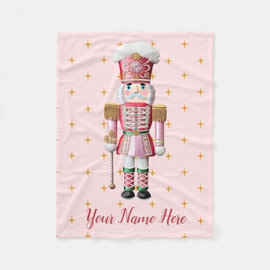 Roze Notenkraker Aangepaste Naam Kerstmis Klein-do Fleece Deken (Voorkant)