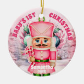 Roze Notenkraker Baby 1e Kerstfoto Ornament (Voorkant)