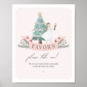 roze notenkraker baby shower gunst teken poster