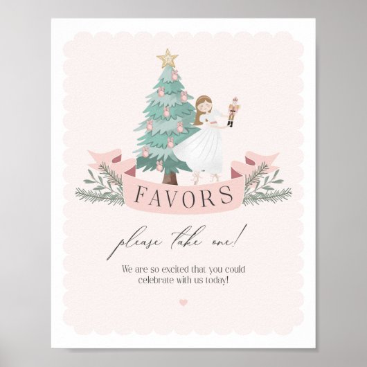 roze notenkraker baby shower gunst teken poster (Voorkant)