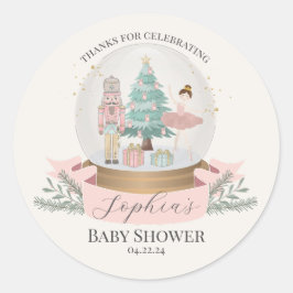 Roze Notenkraker Baby shower gunsten Ronde Sticker