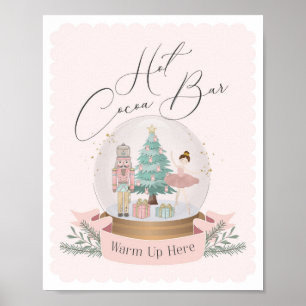 Roze Notenkraker baby shower Hot Cacao Bar Teken Poster