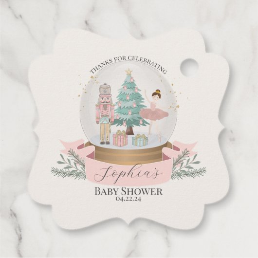 roze notenkraker baby shower partij gunst label (Achterkant)