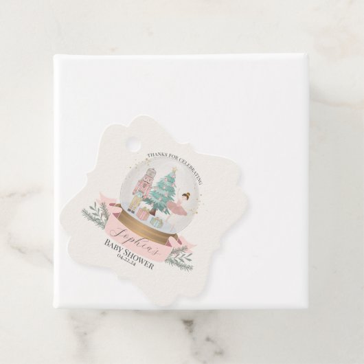 roze notenkraker baby shower partij gunst label (In situ)