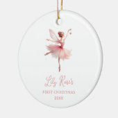 Roze Notenkraker Ballerina Baby's Eerste Kerstmis Keramisch Ornament (Links)
