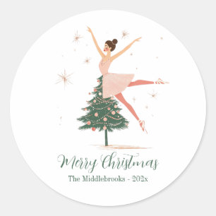 Roze Notenkraker Ballerina Ronde Sticker