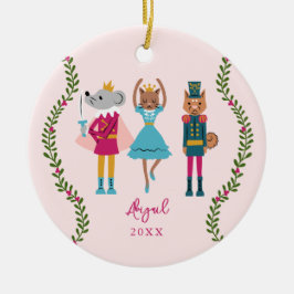 Roze Notenkraker Ballet Dierenmeisjes Keramisch Ornament