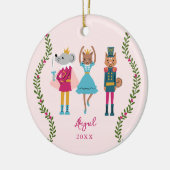 Roze Notenkraker Ballet Dierenmeisjes Keramisch Ornament (Links)