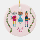 Roze Notenkraker Ballet Dierenmeisjes Keramisch Ornament (Achterkant)