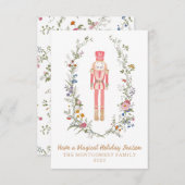 Roze Notenkraker Ballet Flower Christmas Kaart (Voorkant / Achterkant)