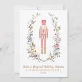 Roze Notenkraker Ballet Flower Christmas Kaart (Voorkant)