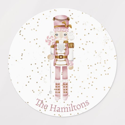 Roze Notenkraker Ballet Kerst stickers Labels (Design 1)