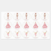 Roze Notenkraker Ballet Kerst stickers Labels (Vel)