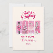 Roze Notenkraker Ballet Kerstmis Feestdagenkaart (Voorkant)