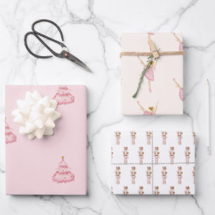 Roze Notenkraker Ballet Kerstmis Inpakpapier Vel