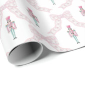Roze Notenkraker Coquette Boog Kerstmis Cadeaupapier (Rol Hoek)