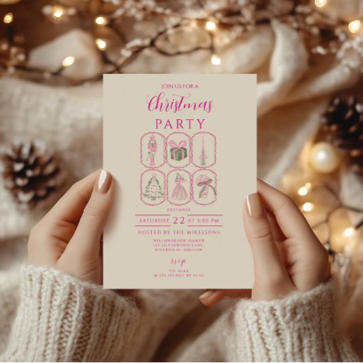 Roze Notenkraker Coquette Kerstmis Kaart