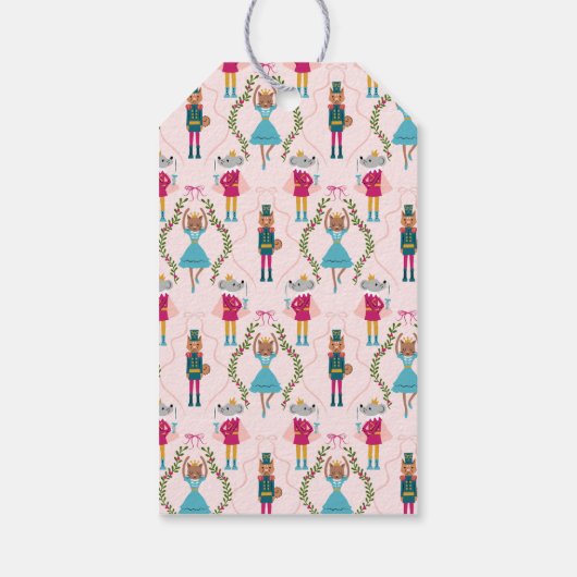 Roze notenkraker Dier Vrolijk Kerstfeest Cadeaulabel (Achterkant)
