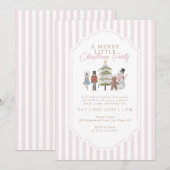 Roze Notenkraker Een Kerstfeestje Kaart (Voorkant / Achterkant)