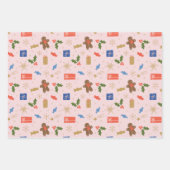 Roze Notenkraker Gingerbread Man Kerstvakantie Inpakpapier Vel (Voorkant 2)