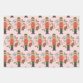 Roze Notenkraker Gingerbread Man Kerstvakantie Inpakpapier Vel (Voorkant)