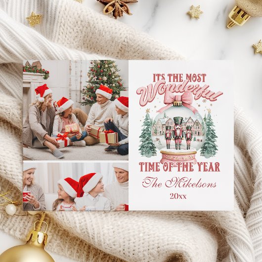 Roze  Notenkraker Kerst 2 Foto  Wonderland Gl Feestdagenkaart