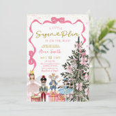 Roze Notenkraker Kerst Baby Borrel Kaart (Staand voorkant)
