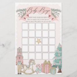 roze notenkraker kerst baby shower bingo spel