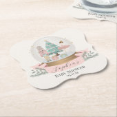 roze notenkraker kerst baby shower kartonnen onderzetters (Gekanteld)