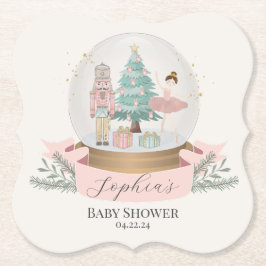 roze notenkraker kerst baby shower kartonnen onderzetters