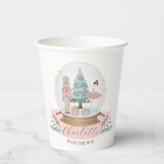 Roze Notenkraker Kerst baby shower Servies Papieren Bekers (Voorkant)