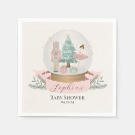 Roze Notenkraker Kerst baby shower Servies Servet