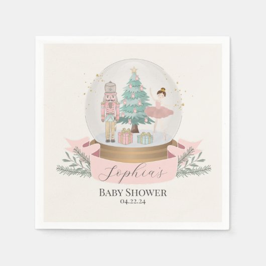Roze Notenkraker Kerst baby shower Servies Servet (Voorkant)