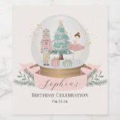 Roze Notenkraker Kerst baby shower Servies Wijn Etiket (Enkel label)