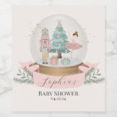 Roze Notenkraker Kerst baby shower Servies Wijn Etiket (Enkel label)