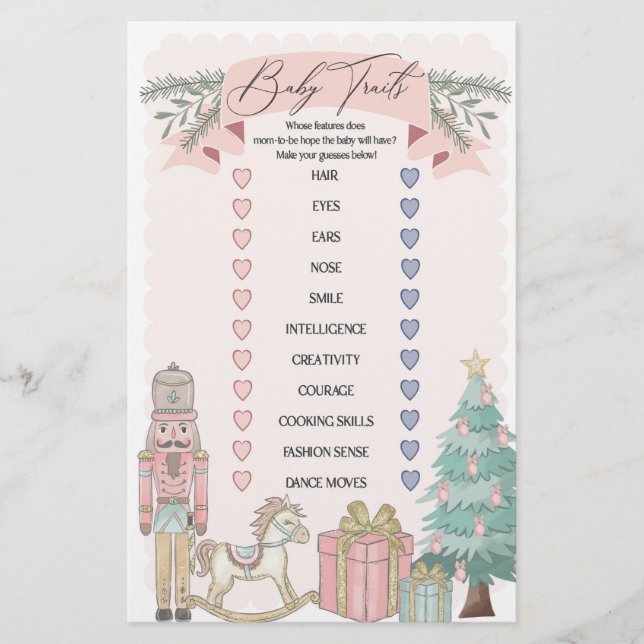 Roze Notenkraker Kerst baby Traits Douche spel (Voorkant)