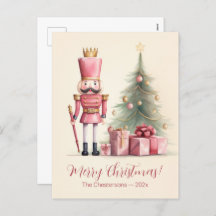 Roze Notenkraker Kerst Briefkaart