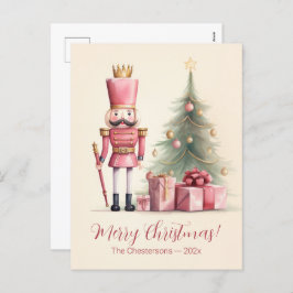 Roze Notenkraker Kerst Briefkaart