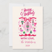Roze Notenkraker Kerst Feestdagenkaart (Voorkant)