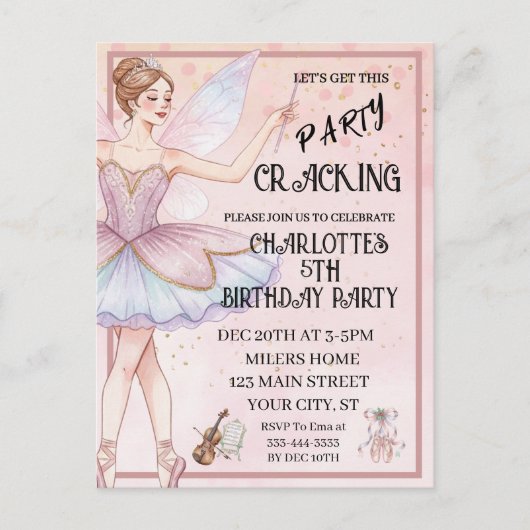 Roze Notenkraker Kerstbaljurgen Verjaardag Briefkaart (Voorkant)