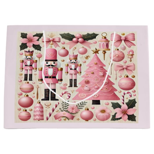 Roze Notenkraker Kerstboom Cadeautas (Voorkant)
