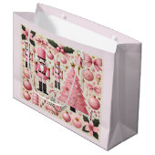 Roze Notenkraker Kerstboom Cadeautas (Voorkant Gekanteld)