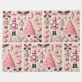 Roze Notenkraker Kerstboom Fleece Deken (Voorkant (Horizontaal))