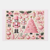 Roze Notenkraker Kerstboom Inpakpapier Vel (Voorkant)