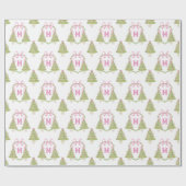 Roze Notenkraker Kerstboom Monogram Crest Cadeaupapier (Vlak)