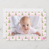 Roze Notenkraker Kerstboom Monogram Crest Feestdagenkaart (Achterkant)