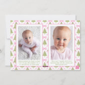 Roze Notenkraker Kerstboom Monogram Crest Feestdagenkaart (Achterkant)