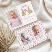 Roze Notenkraker Kerstboom Monogram Crest Feestdagenkaart