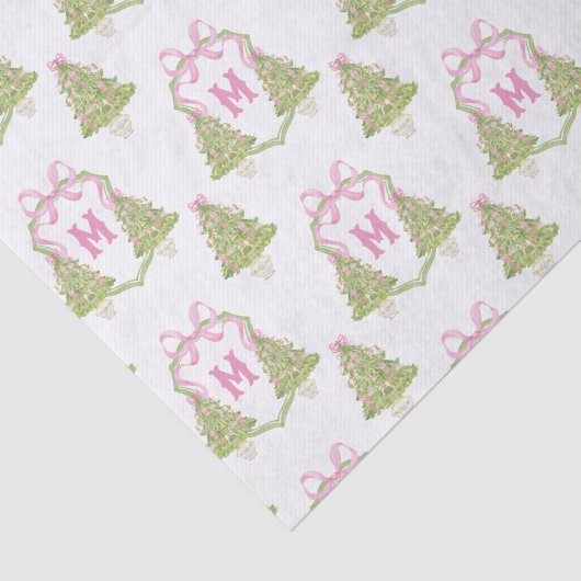Roze Notenkraker Kerstboom Monogram Crest Tissuepapier (Detail)