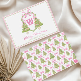 Roze Notenkraker Kerstboom Monogram Wapenschild Feestdagenkaart